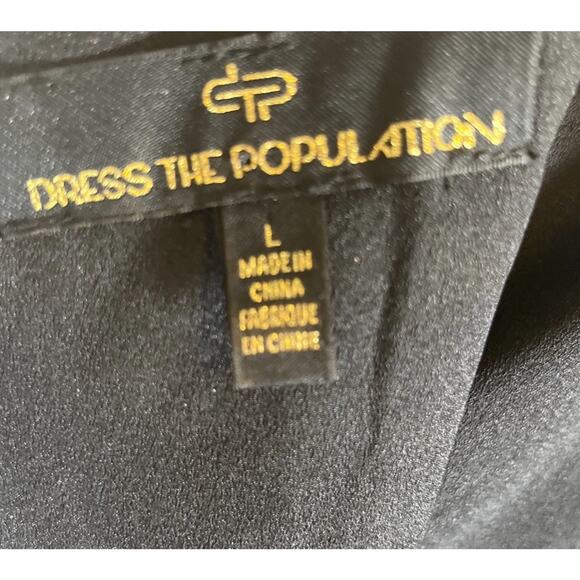 Dress The Population Sequin Floral Lace Tea Length Dress Womens Size Large Black - Picture 8 of 10